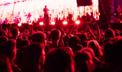 multitud de fiesta luces de escenario concierto en vivo festival de música de verano